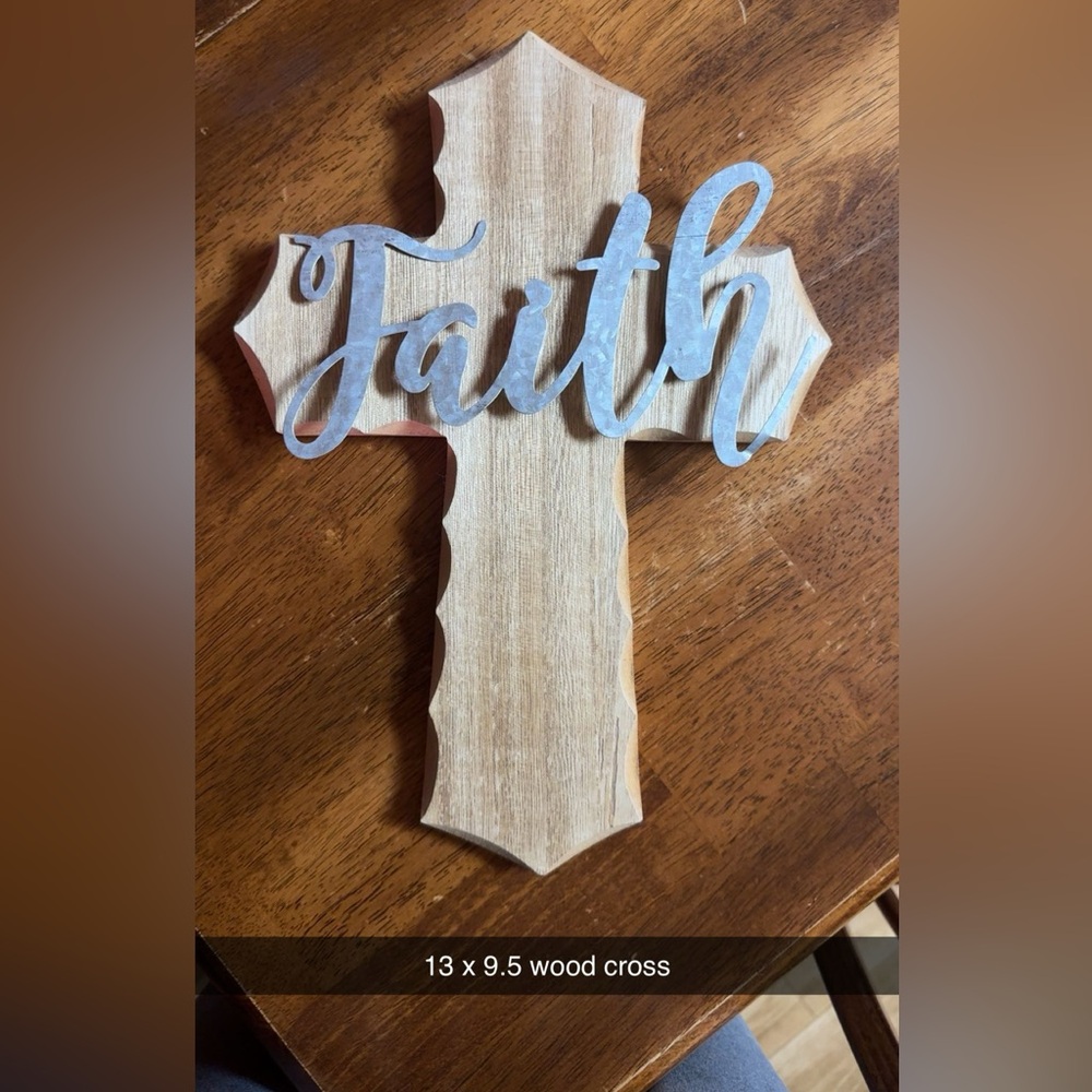 Wooden Cross with Silver 'Faith' Accent
